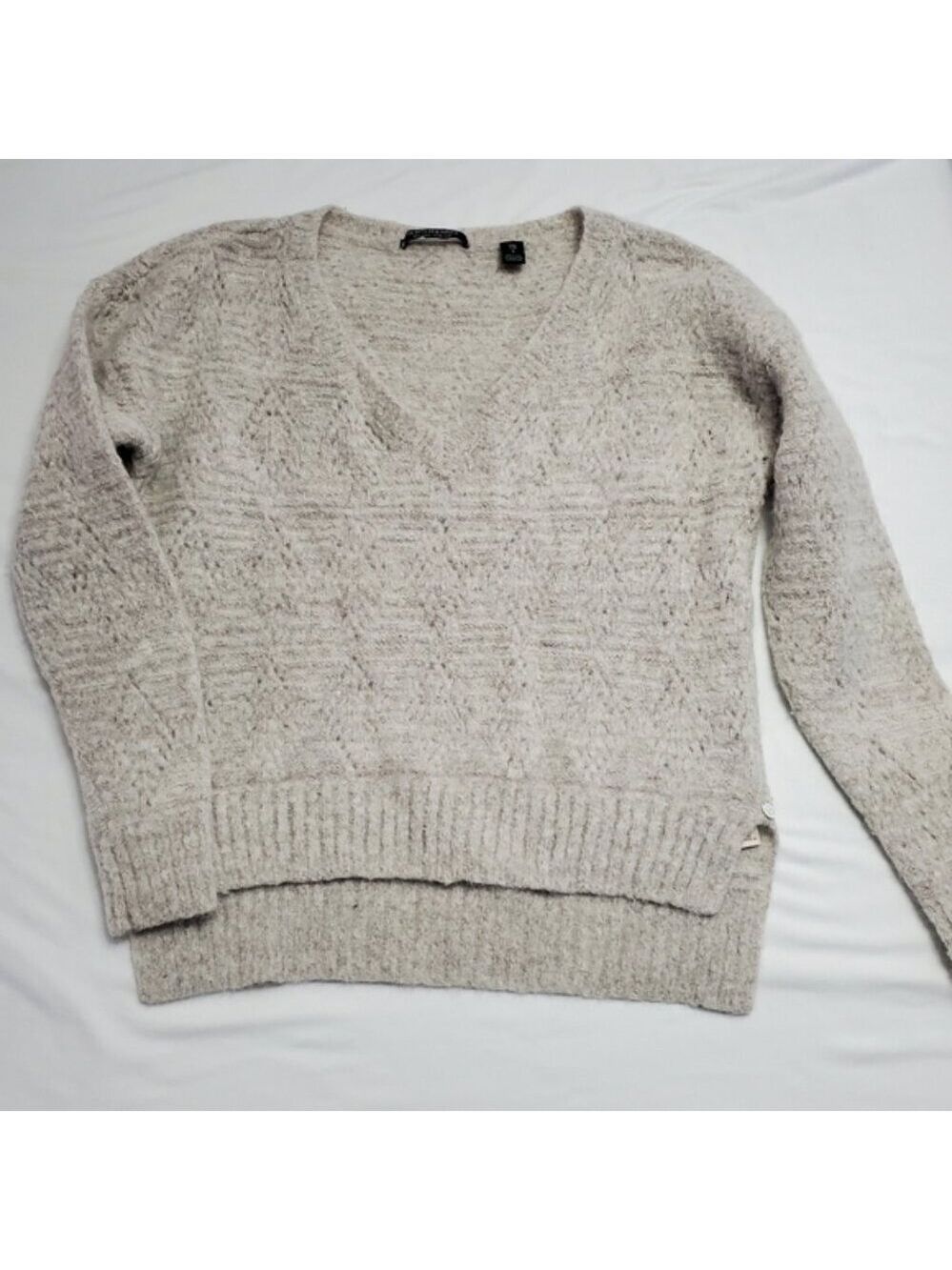 Maison Scotch & Soda Alpaca Mohair Blend V-Neck Knit Sweater Oatmeal Size 1 S